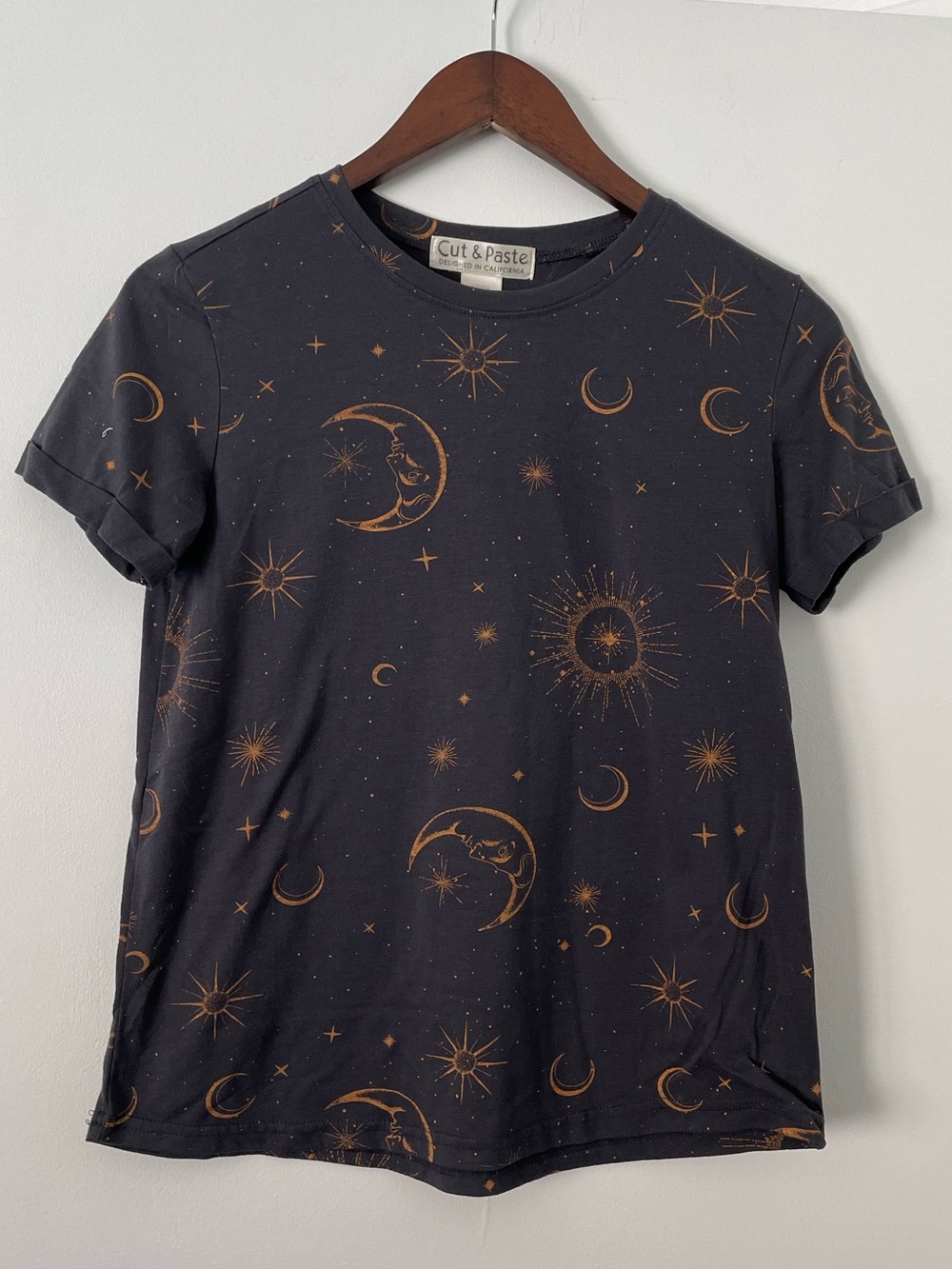 Cut & Paste Womens XS Celestial Moon Sun Stars Tee Whimsigoth Witchy Goth